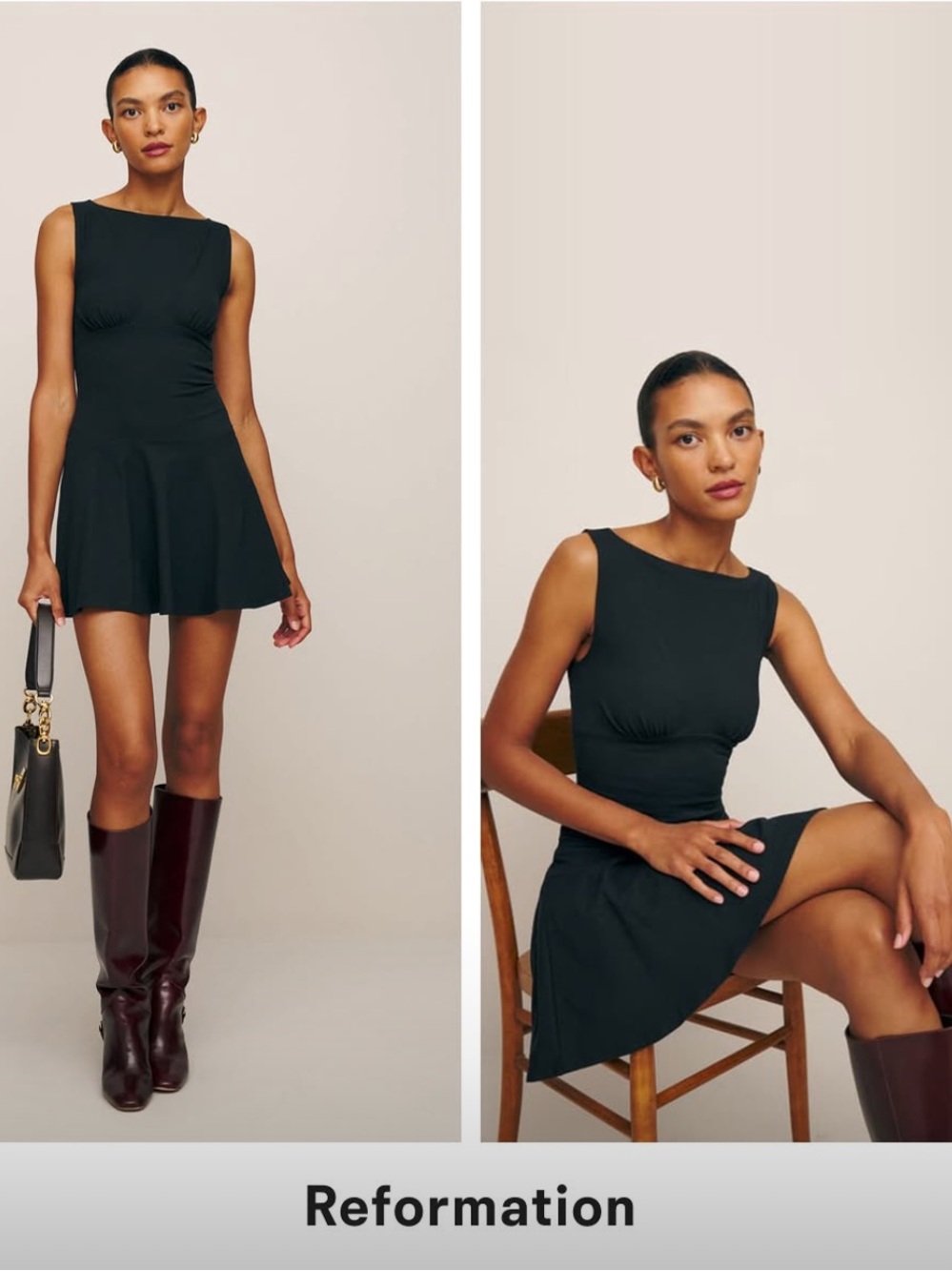 REFORMATION | Black Sleeveless Mayve Knit Dress